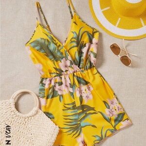 SHEIN Yellow Floral Jumpsuit